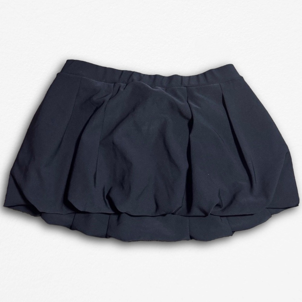 Fire & Fleur Black Bubble Hem Mini Skirt Plus Size 2XL Elastic‎ Waist Pleated